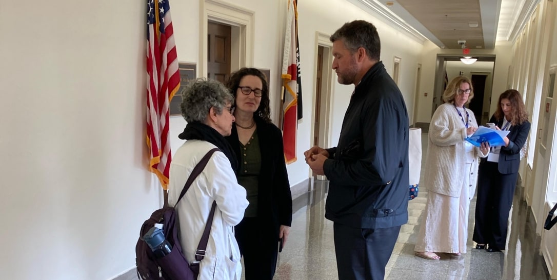 Doctors Against Genocide delegation meeting with Rep. Pat Ryan in the hallway outside his congressional office